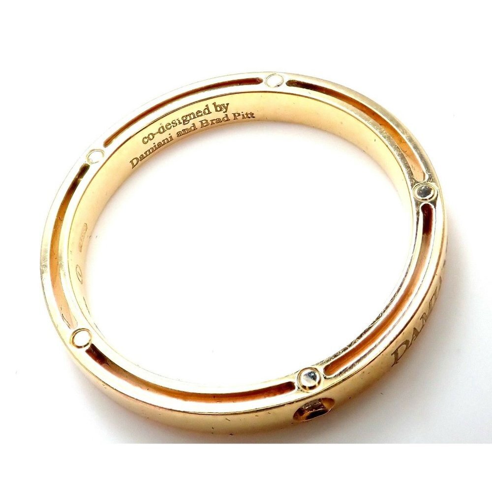 New! Authentic Damiani Brad Pitt 18k Yellow Gold Diamond 3mm Band Ring Sz 10.5​ - Picture 4 of 6
